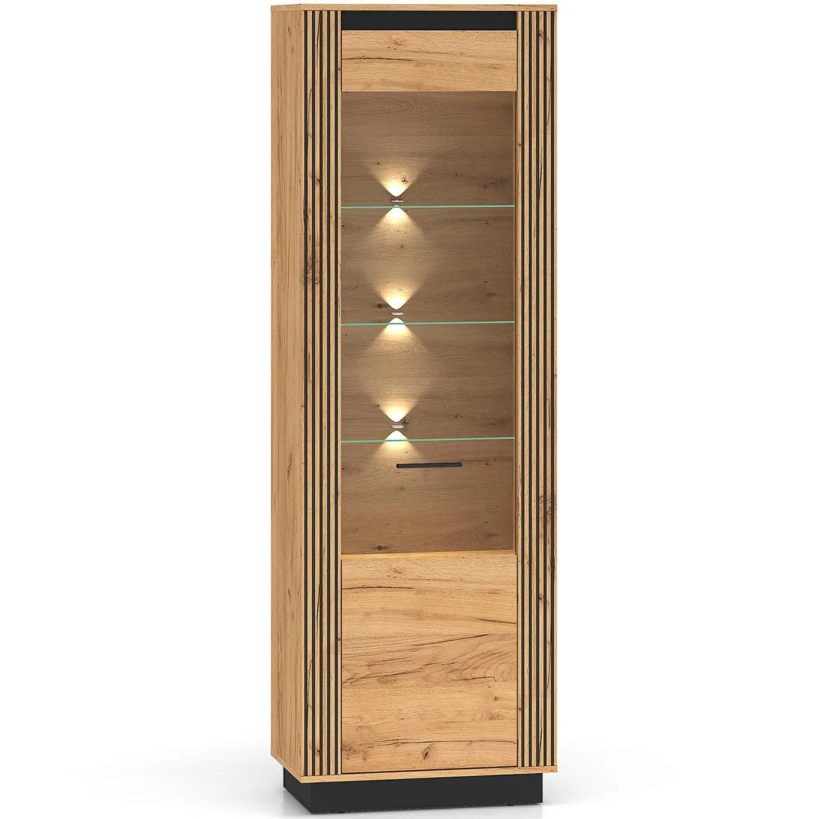 Urso 04 vitrina 65x40x200 cm hrast/crna