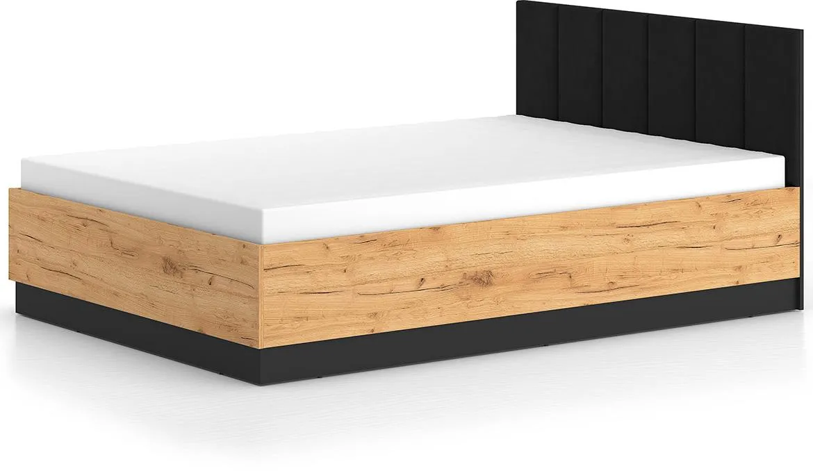 Urso 1301 krevet s podiznom podnicom i prostorom za odlaganje145x208x90 cm hrast/crna
