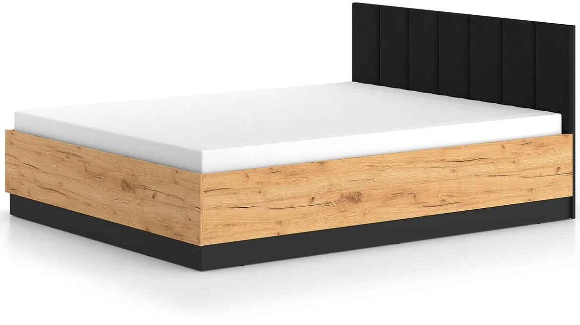 Urso 1401 krevet s podiznom podnicom i prostorom za odlaganje165x208x90 cm hrast/crna