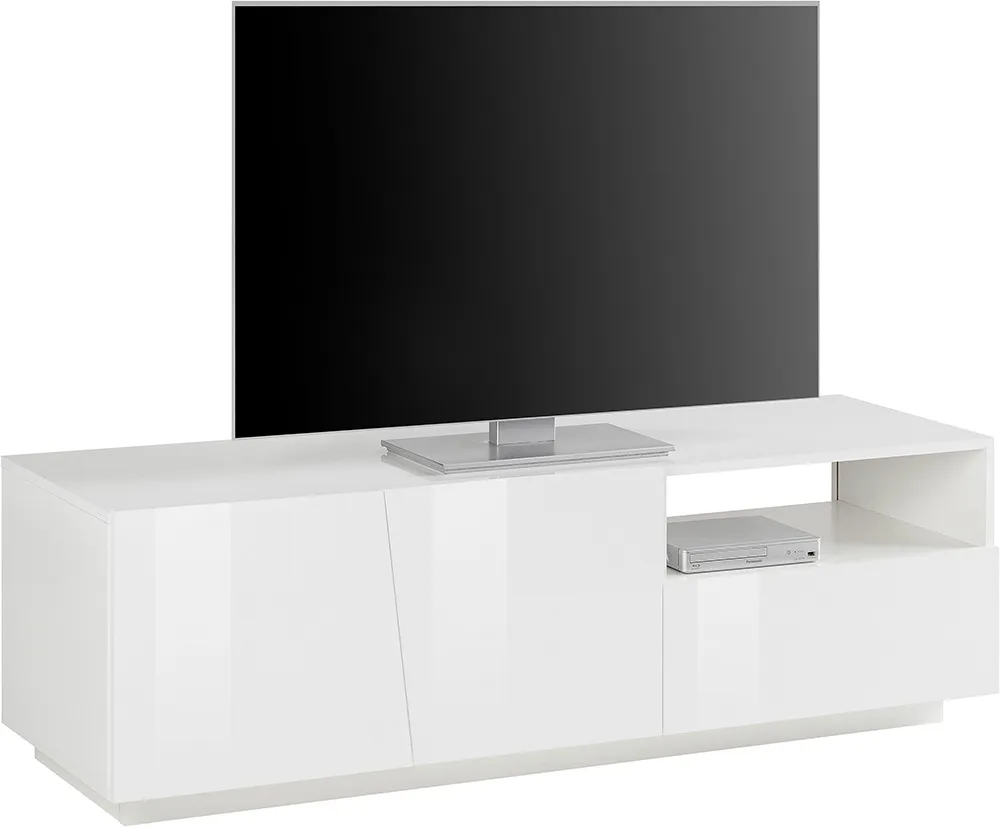 Vega TV komoda 2 vrata + 1 fioka 150X43X46 cm bela boja visoki sjaj