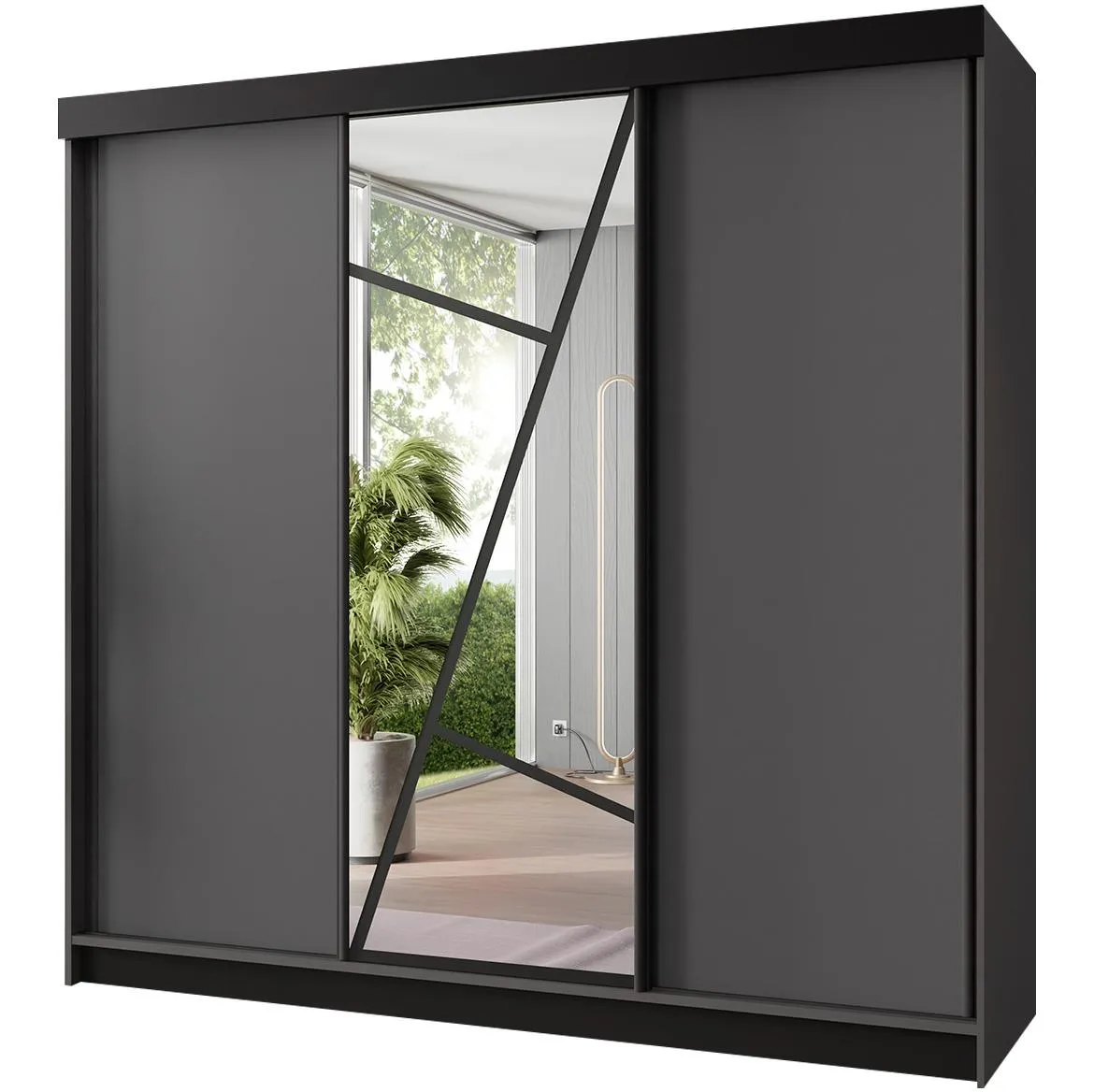 Vena klizni ormar 3 vrata/ogledalo 200x59x205 cm sivi