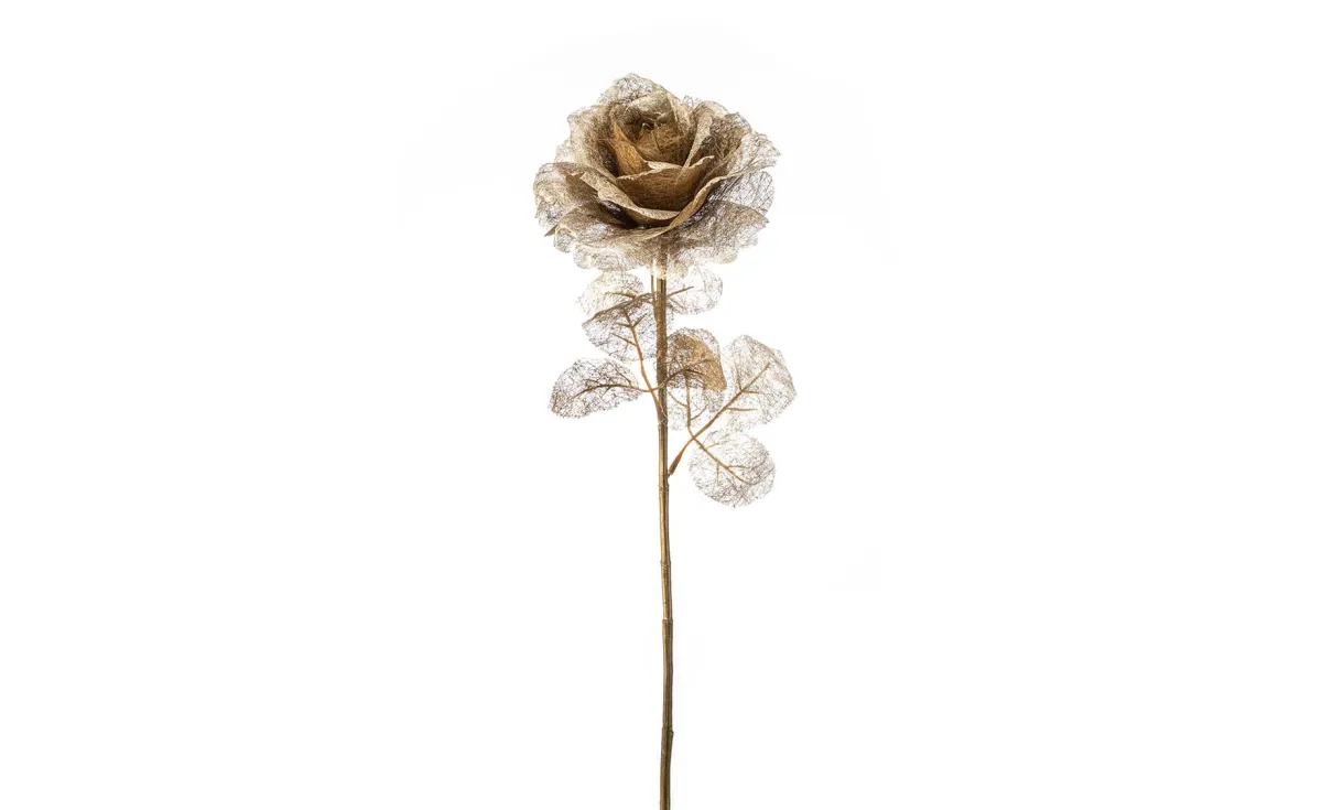 Veštački cvet rose 65cm zlatni