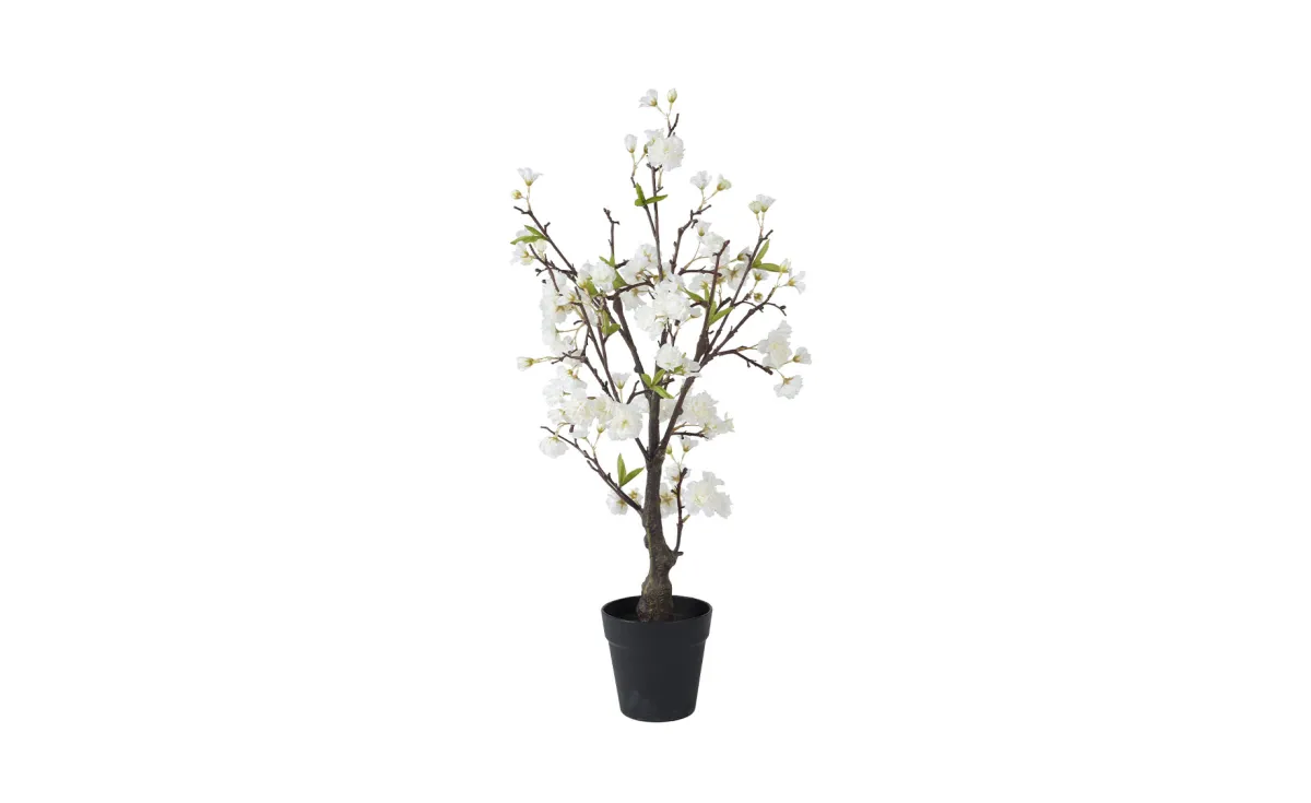 Veštačko cveće u posudi Cherry 35x80cm bela