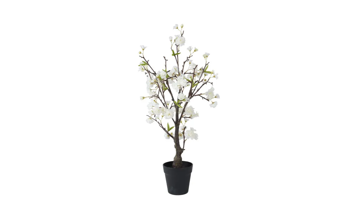 Veštačko cveće u posudi Cherry 35x80cm bela