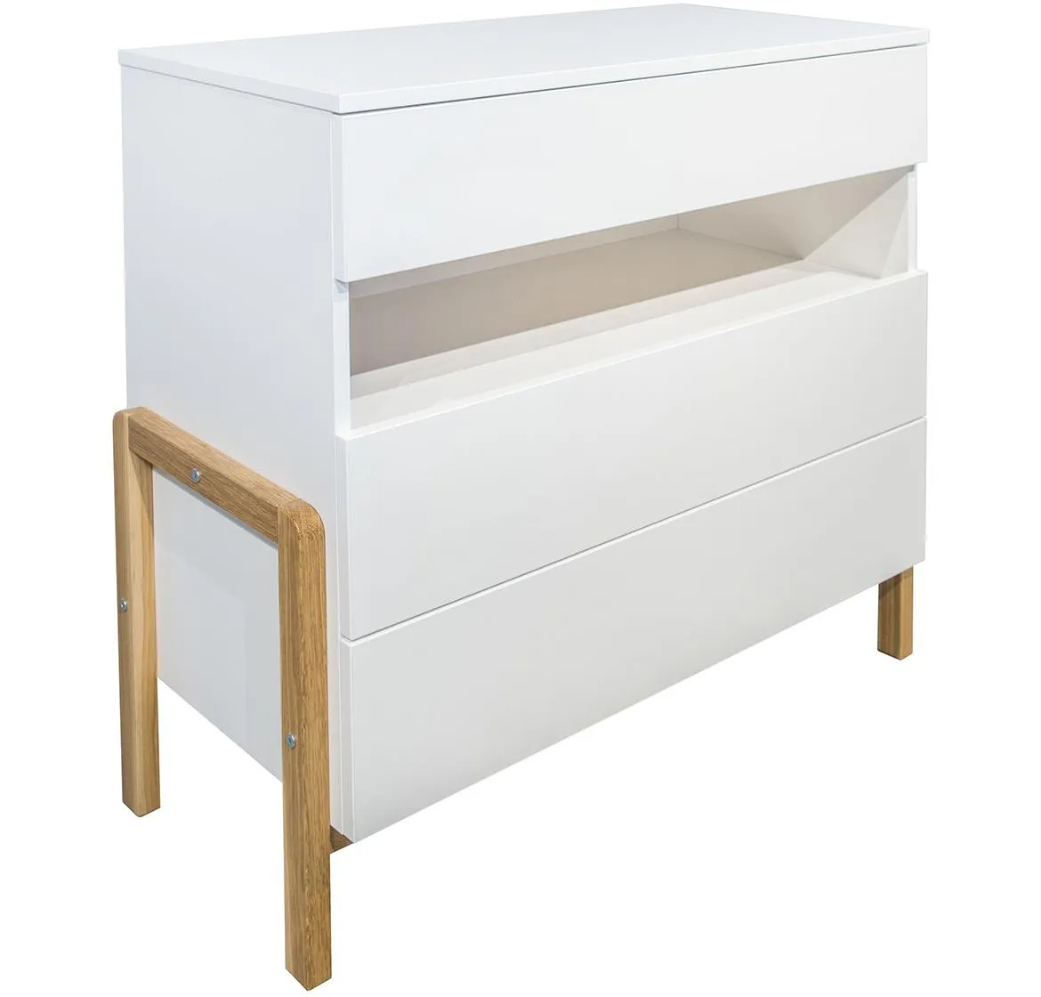 Victor komoda 3 fioke+otvor 100x45x90 cm bela/natur