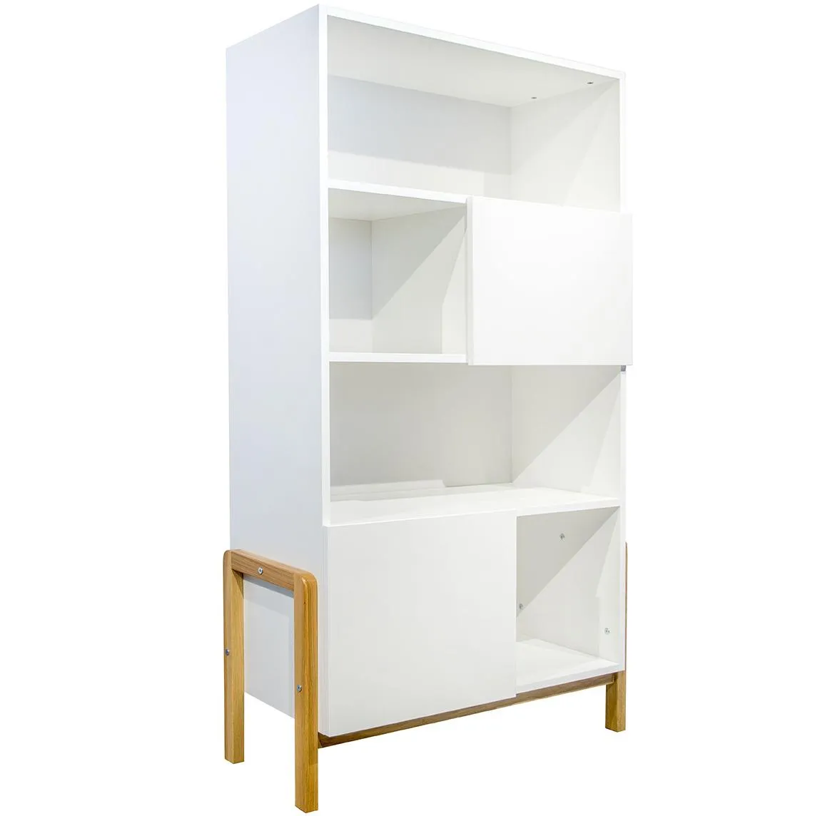 Victor polica 2 vrata+4 otvora 90x40x160 cm bela/natur
