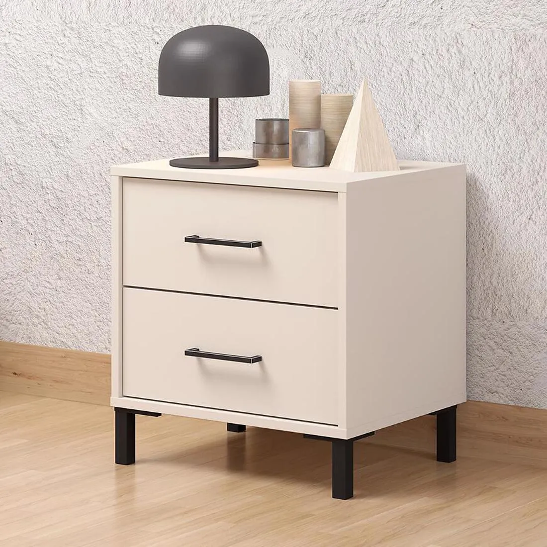Vienne nocni ormaric 48x40x52 cm bela/crna