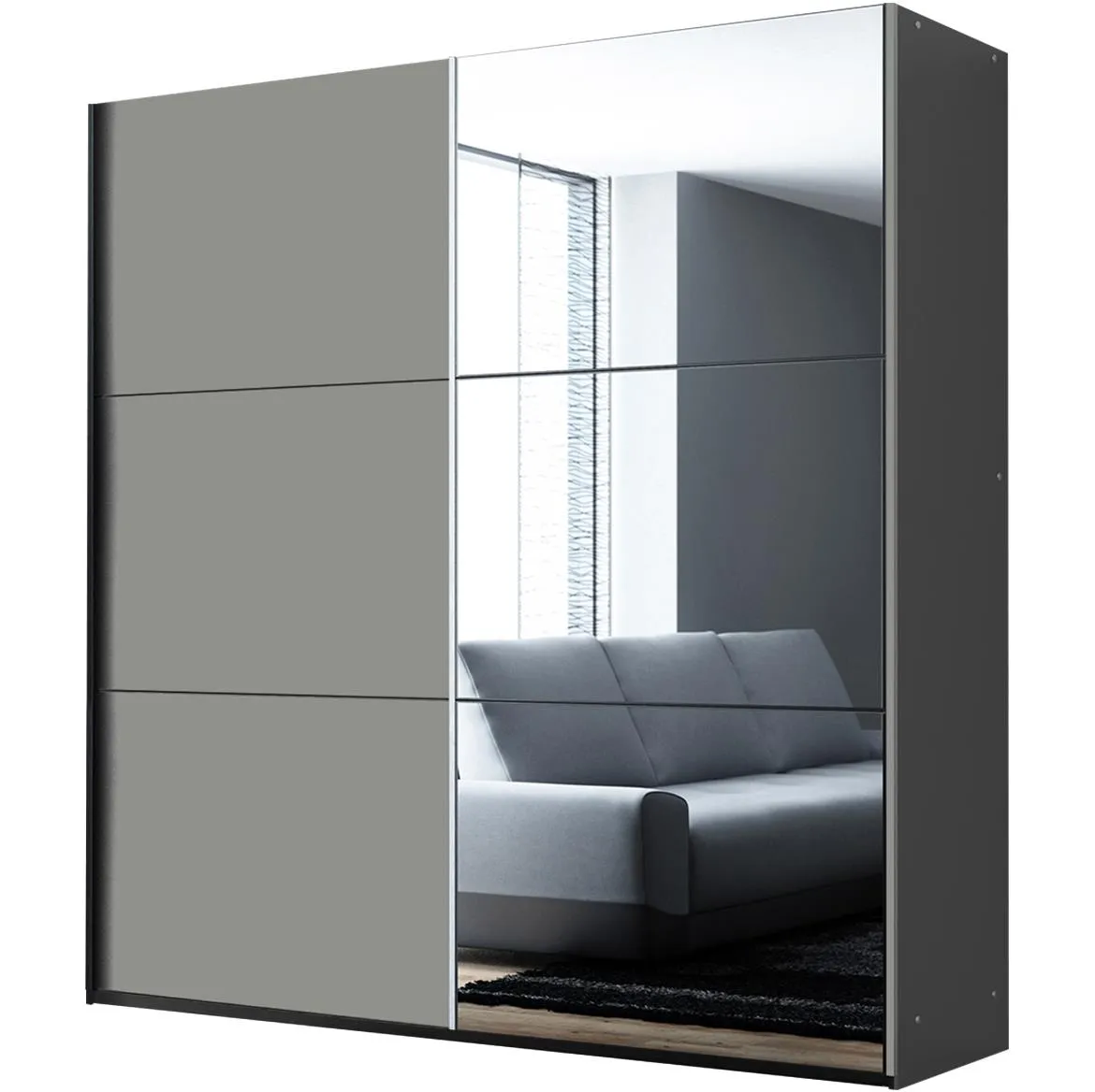 Vigo 200 klizni ormar 2 vrata/ogledalo 200x65x215 cm sivi