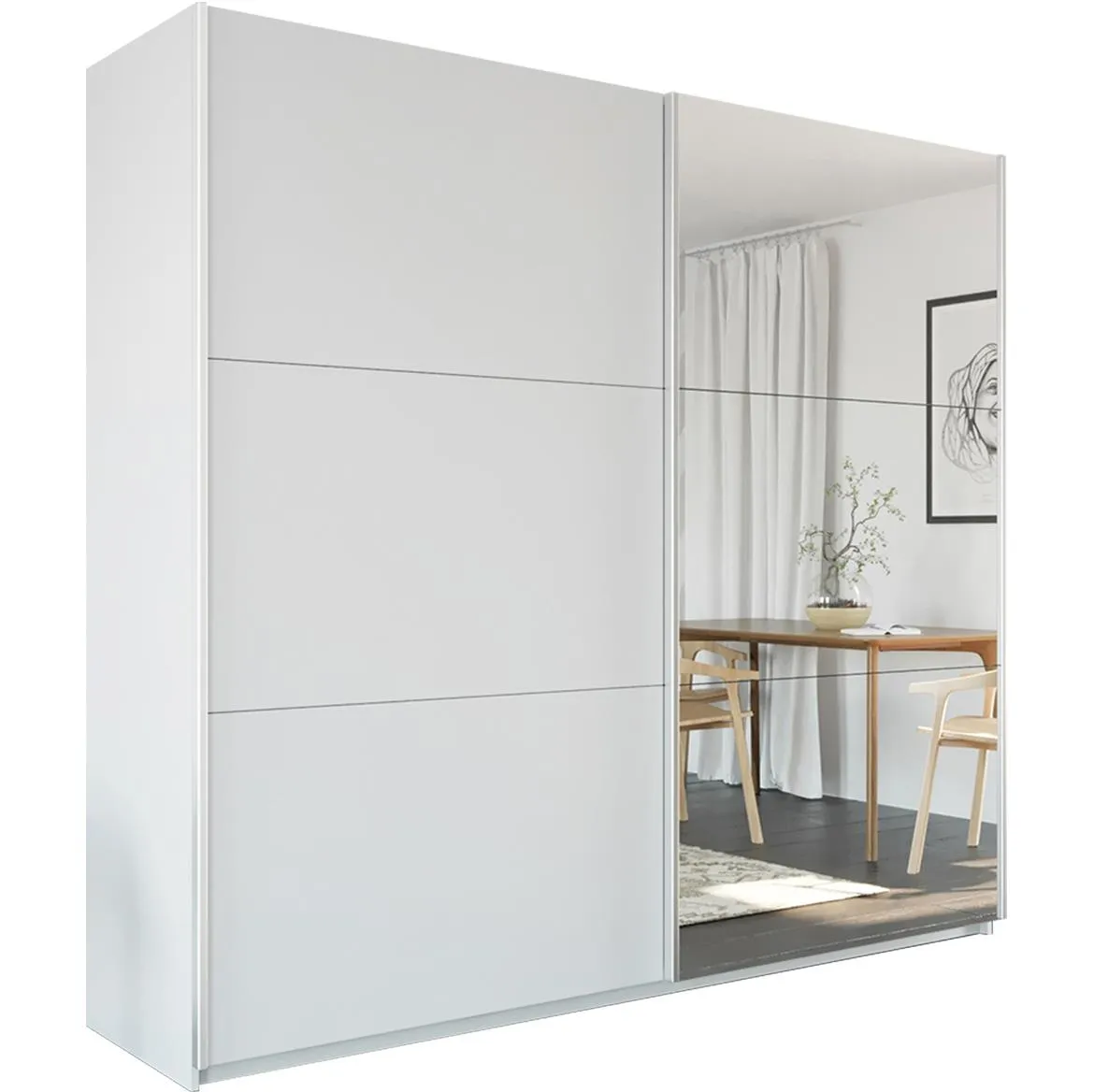 Vigo 225 klizni ormar 2 vrata/ogledalo 225x65x215 cm beli