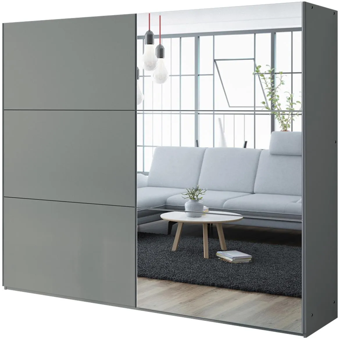 Vigo 250 klizni ormar 2 vrata/ogledalo 250x65x215 cm sivi
