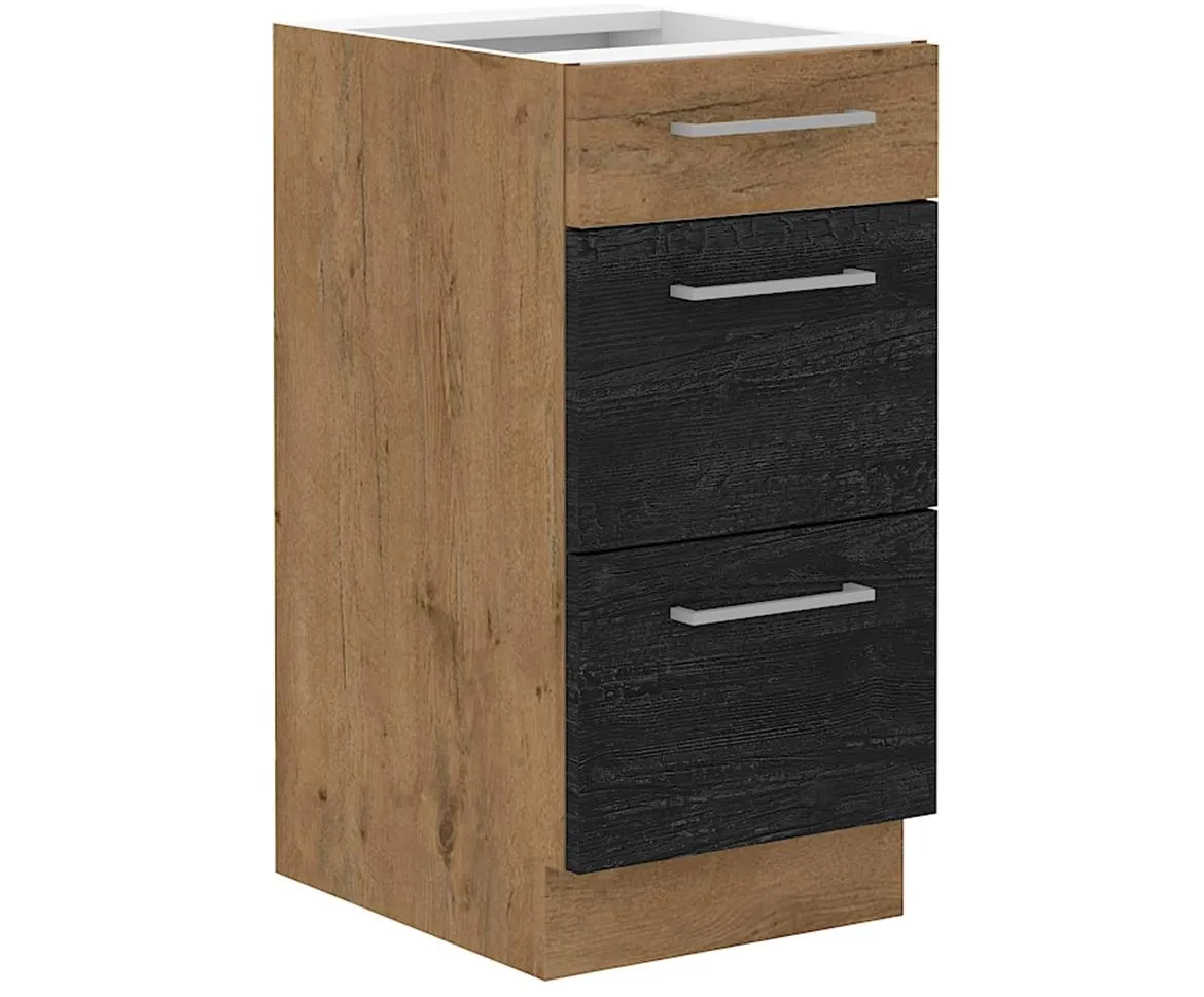 Vigo 40D 3S BB kuhinjski element 3 fioke 40x51,6x82 cm hrast/tamno sivi