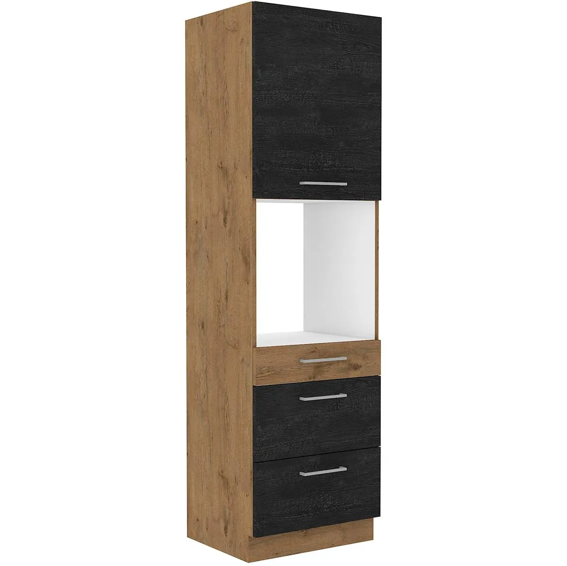 Vigo 60DPS-210 3S 1F kuhinjski element 1 vrata+3 fioke 60x55,6x210 cm hrast/tamno sivi