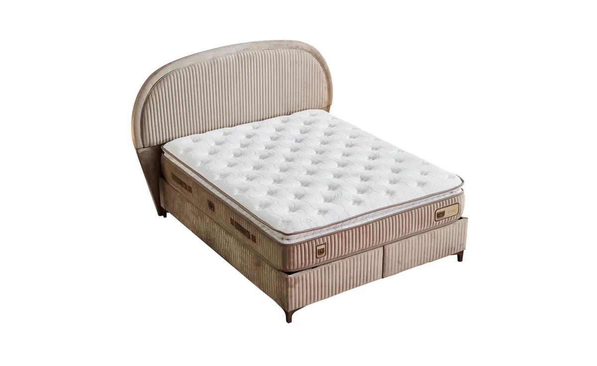 Violet boxspring krevet sa prostorom za odlaganje 136x210x133/68cm