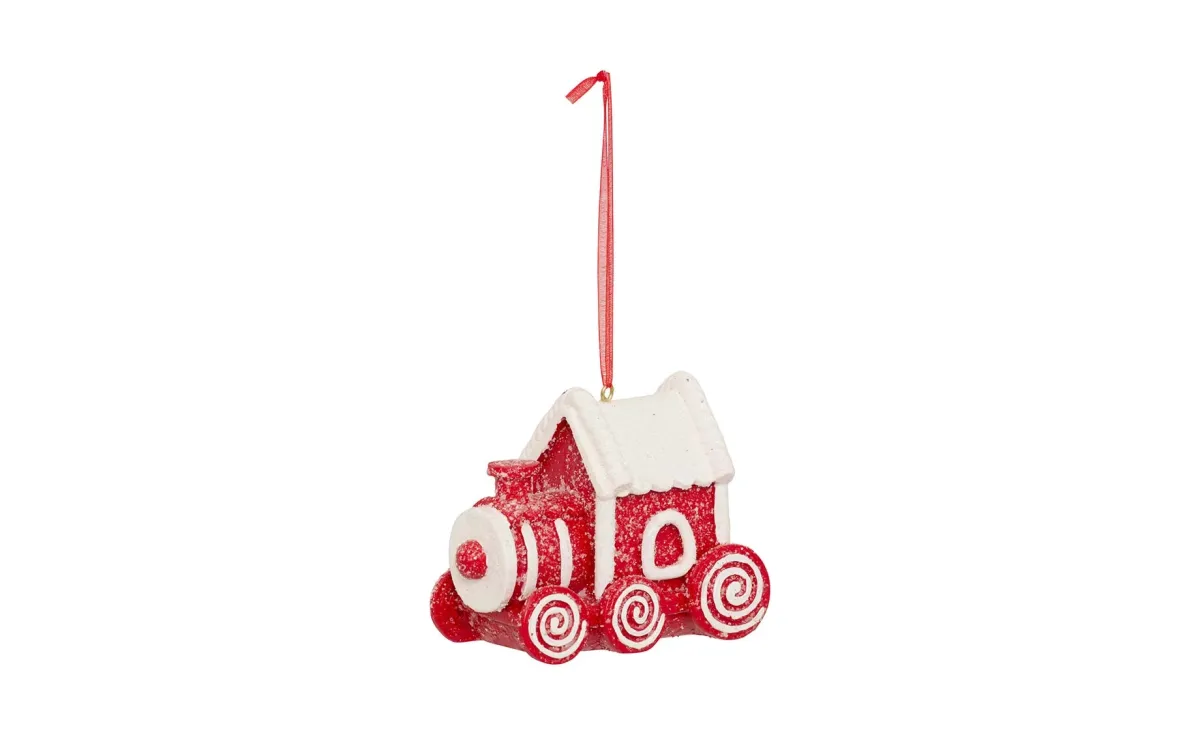 Viseća dekoracija cookie train 10 cm red/white