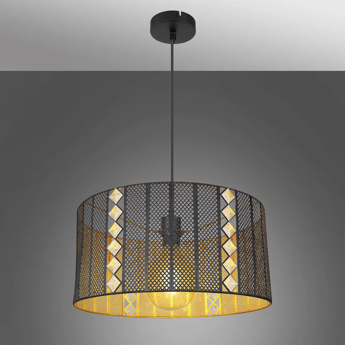 Viseca lampa Abini crno-zlatna