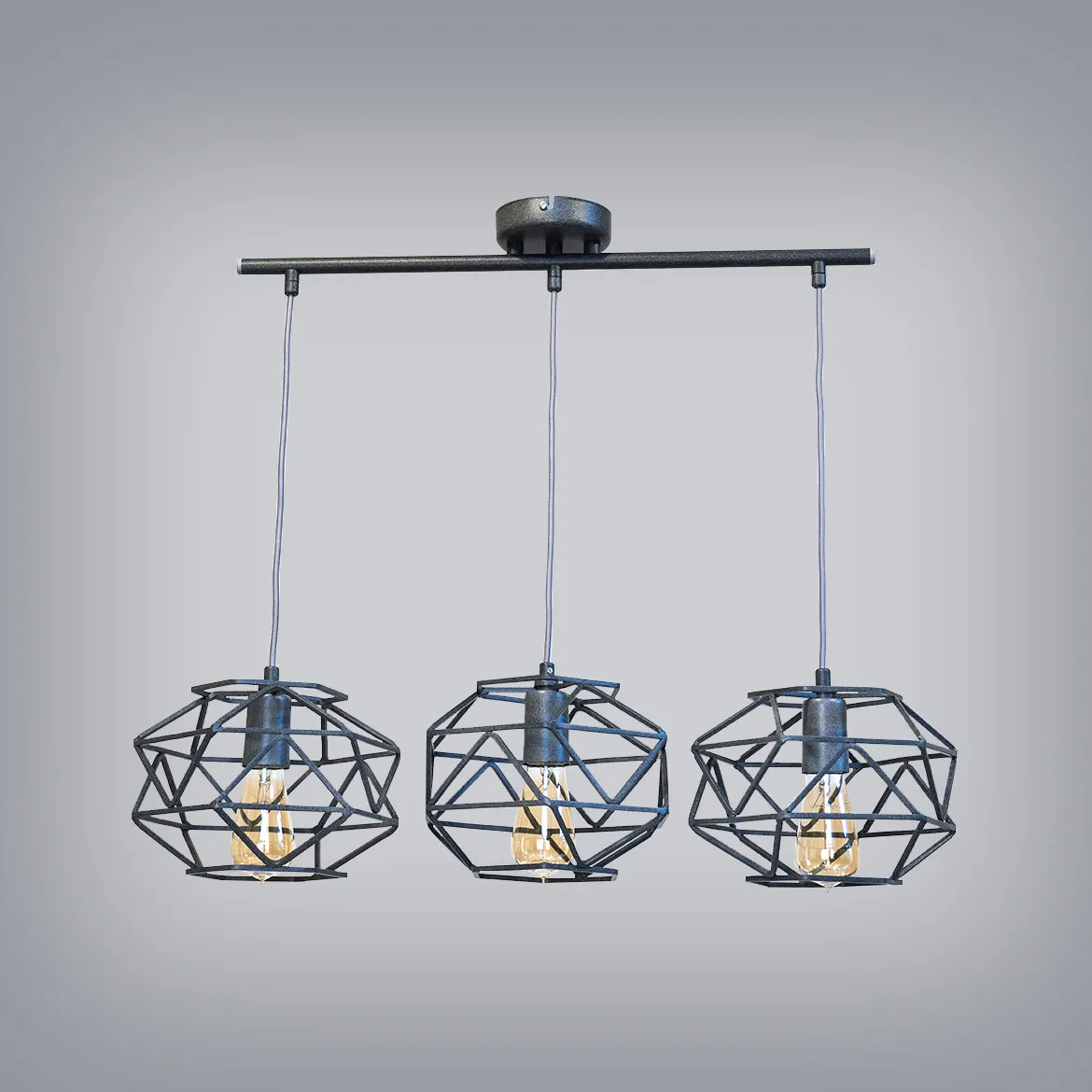 Viseca lampa Cage 3 25x70cm crna