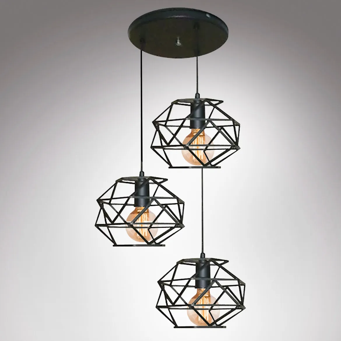 Viseca lampa Cage 3 50x75cm crna