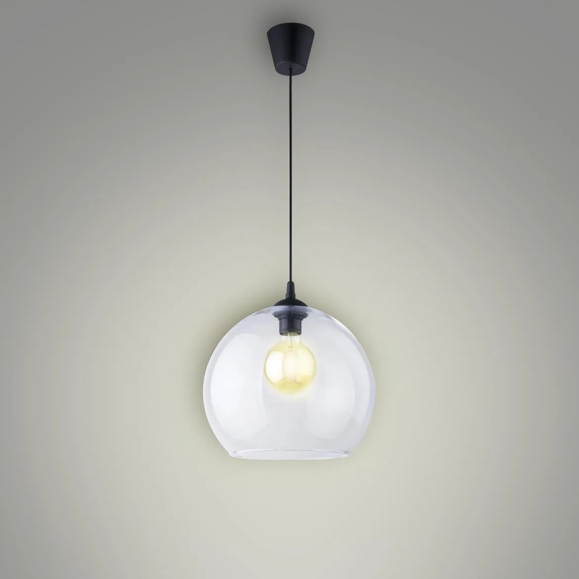 Viseca lampa Cubus 1 crna prozirno staklo
