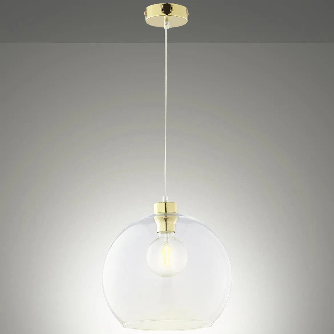 Viseca lampa Cubus 1 zlatna prozirno staklo