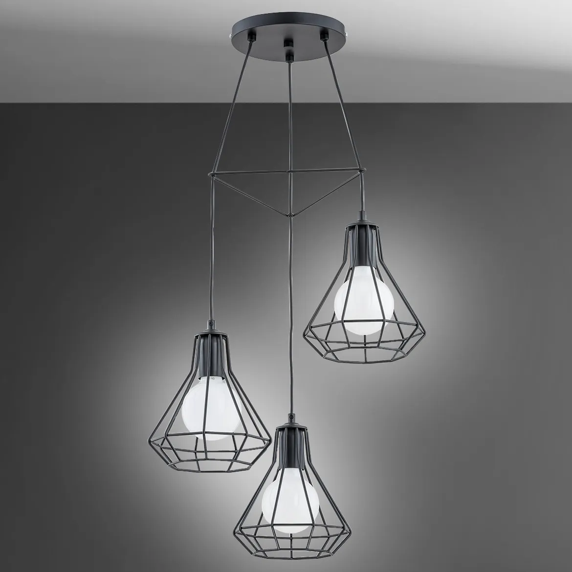 Viseca lampa Kord crna