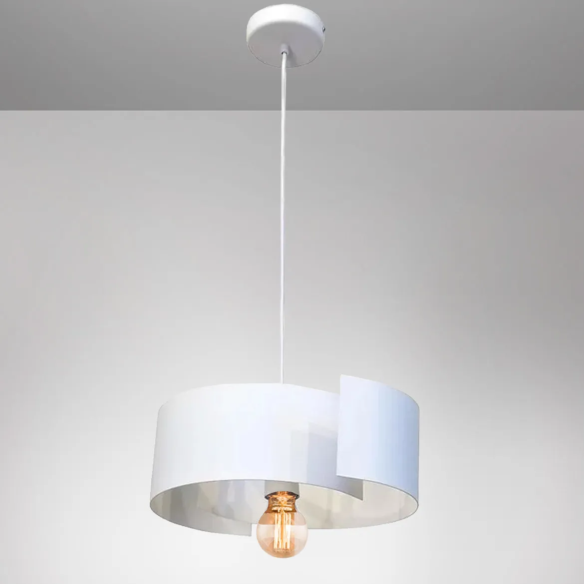 Viseca lampa Twist 1 bela