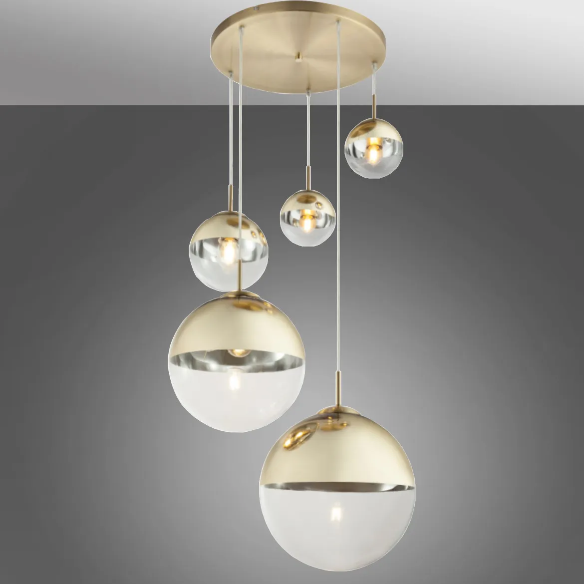 Viseca lampa Varus 5 zlatna