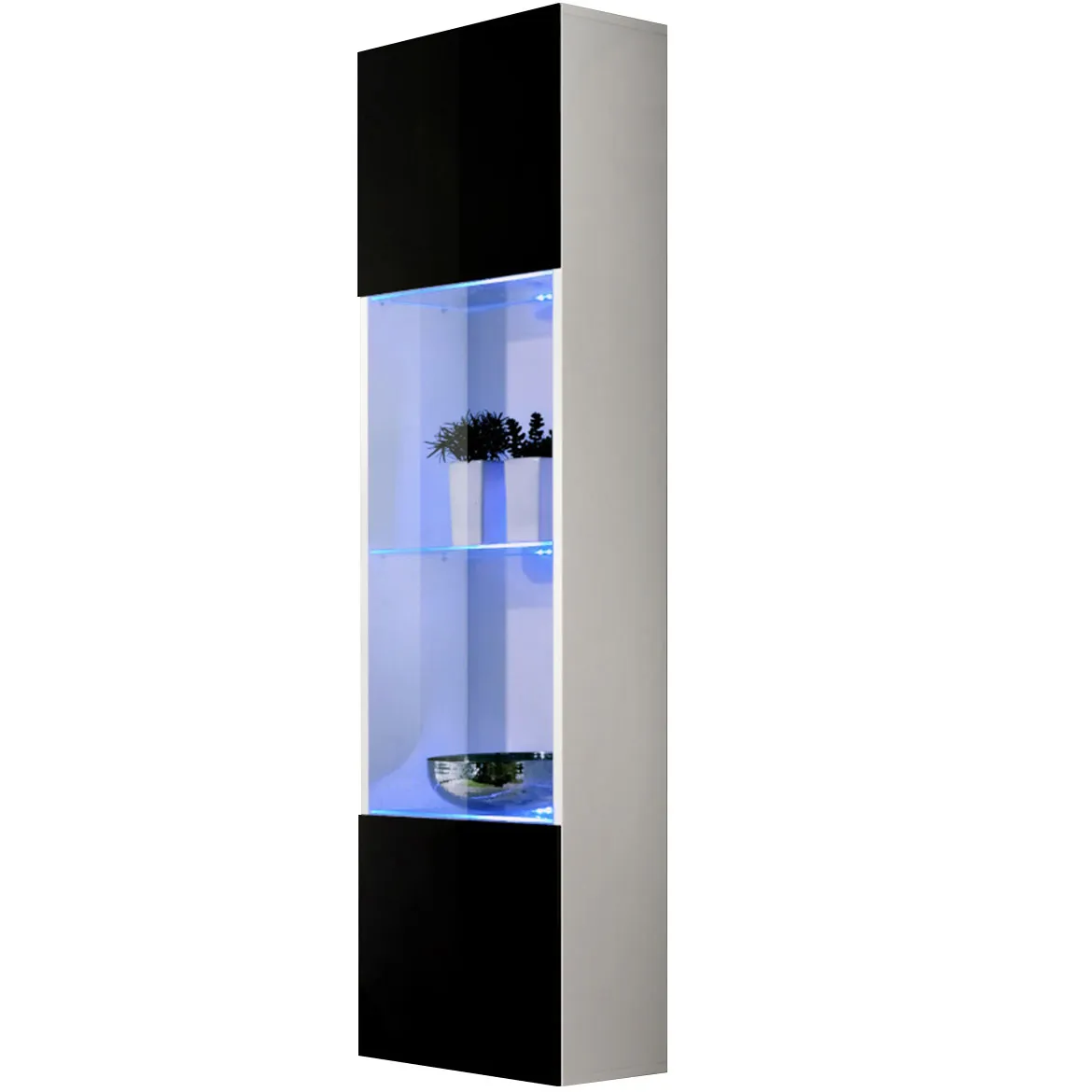 Vitrina Fly 1 vrata 40x29x170 crna/bela