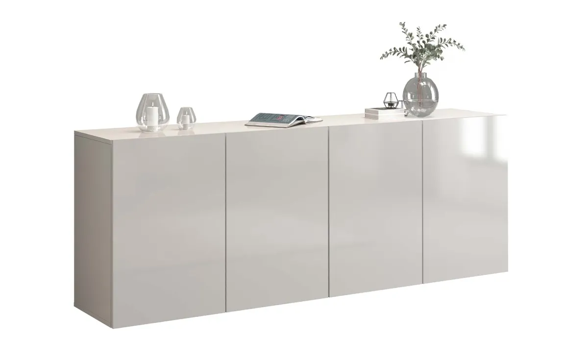 Wallis komoda sa 4 vrata 180x40x70 cm bela boja visoki sjaj