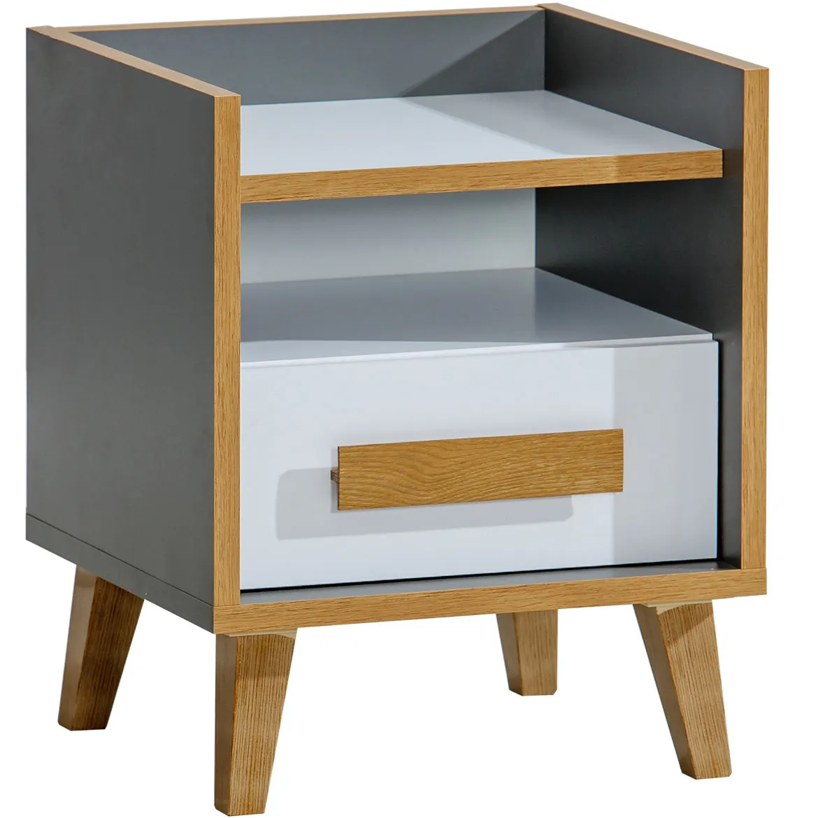 Werso nocni ormaric 1 fioka 47.3x42x57.2 natur / sivi / beli