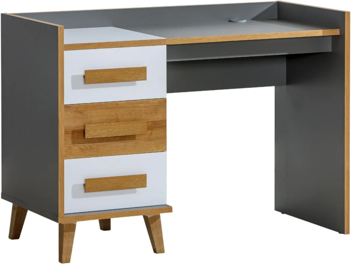 Werso radni sto 3 fioke 120x55x58,2 natur / siva / bela