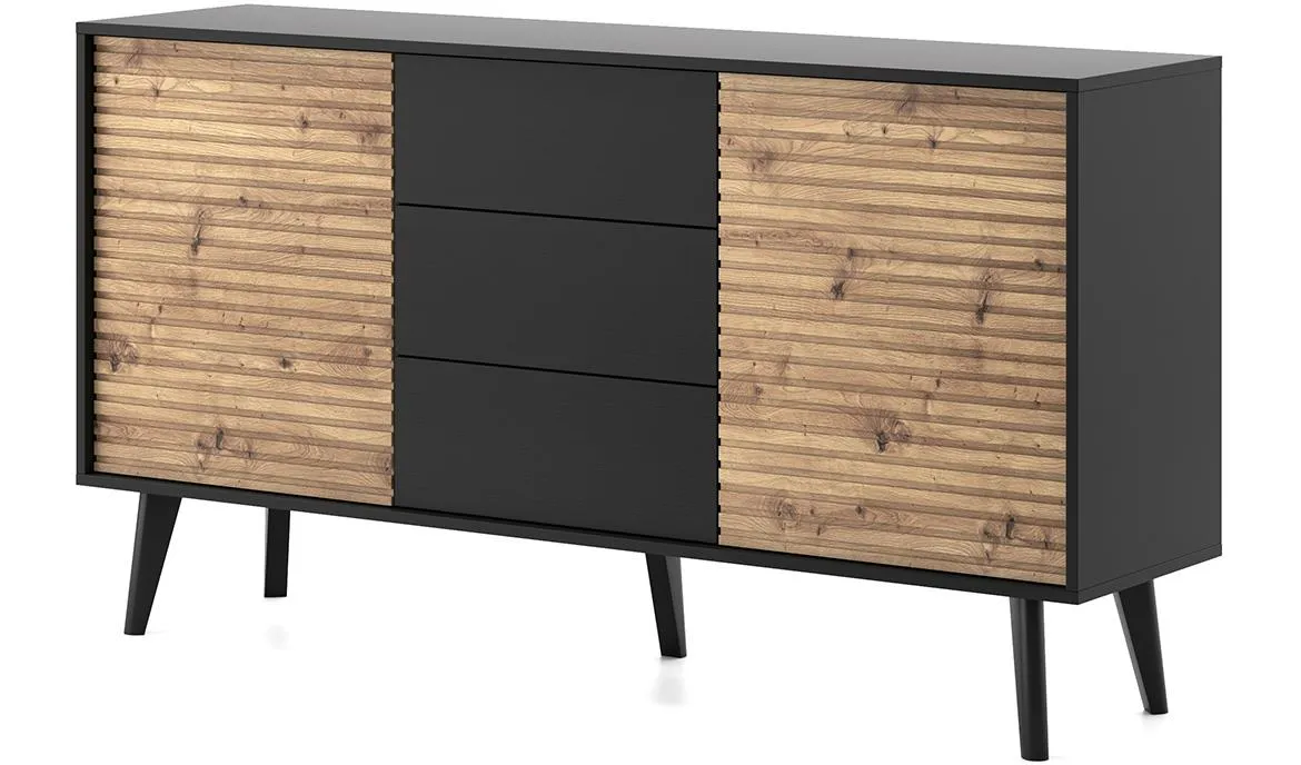 Willow WKSZ 154 2 vrata+3 fioke 154x39x83 cm hrast/crna