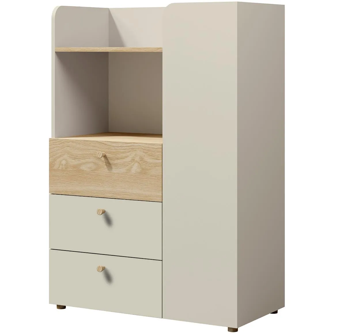 Yuki 7 komoda 1 vrata+3 fioke 80x40x114 cm bež/hrast