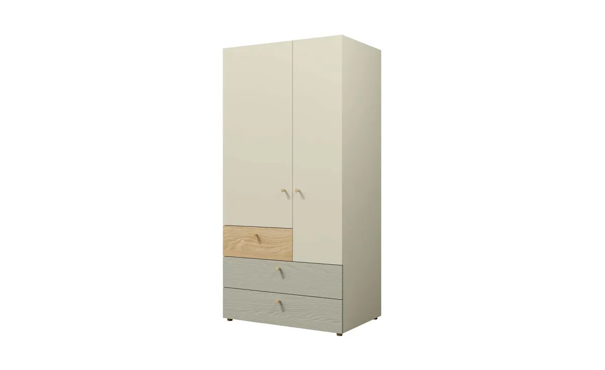 Yuki ormar otklopni 2 vrata + 3 fioke 90x60x185 cm bež