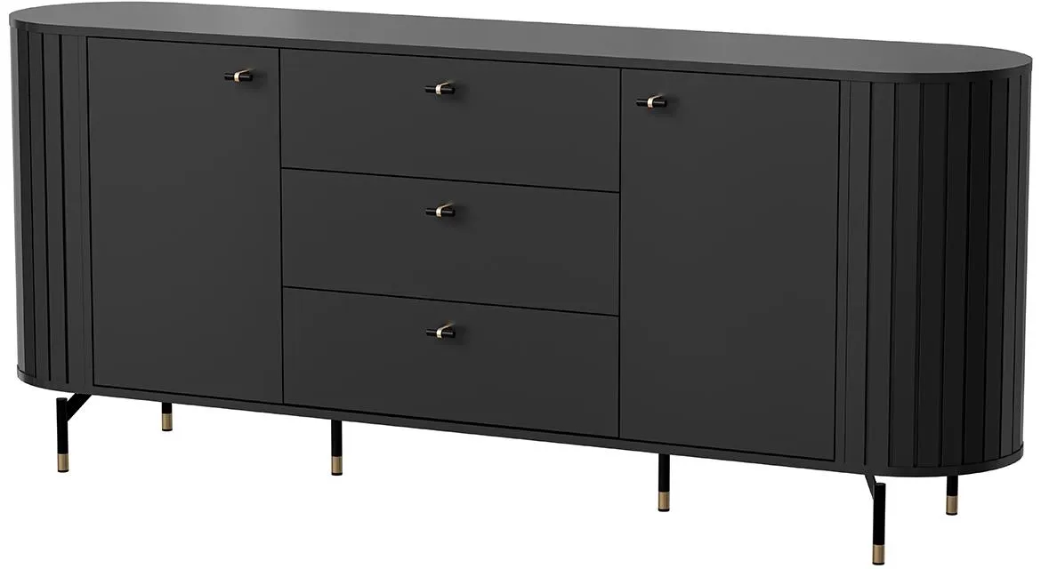 Zante Za4 komoda 3 fioke + 2 vrata 190x40x81 cm crna