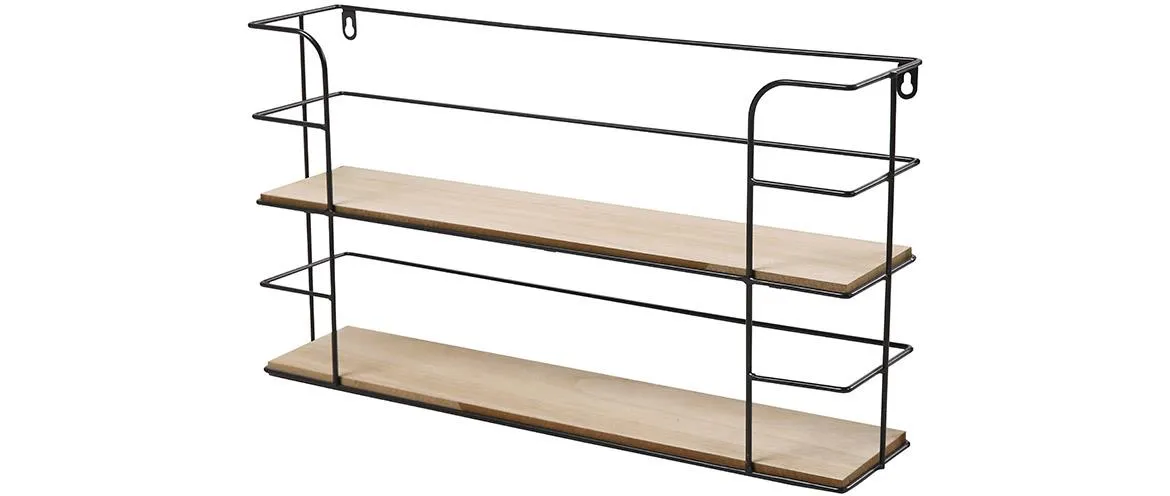 Zidna polica e-10013 55,5x12x30 cm natur/crni metal