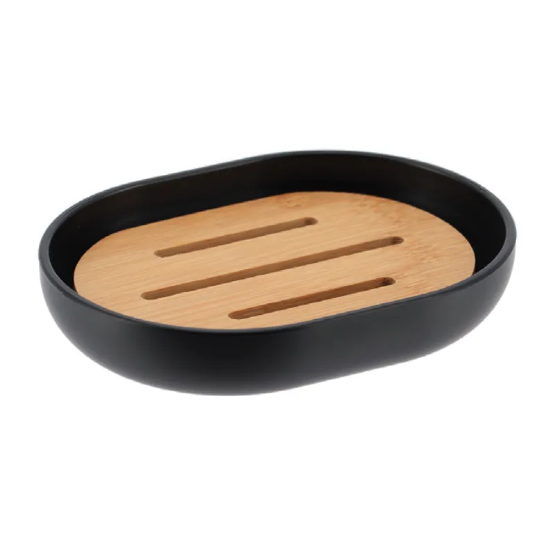 Polyresin Soap Dish Mat Black/Bamboo 64101237