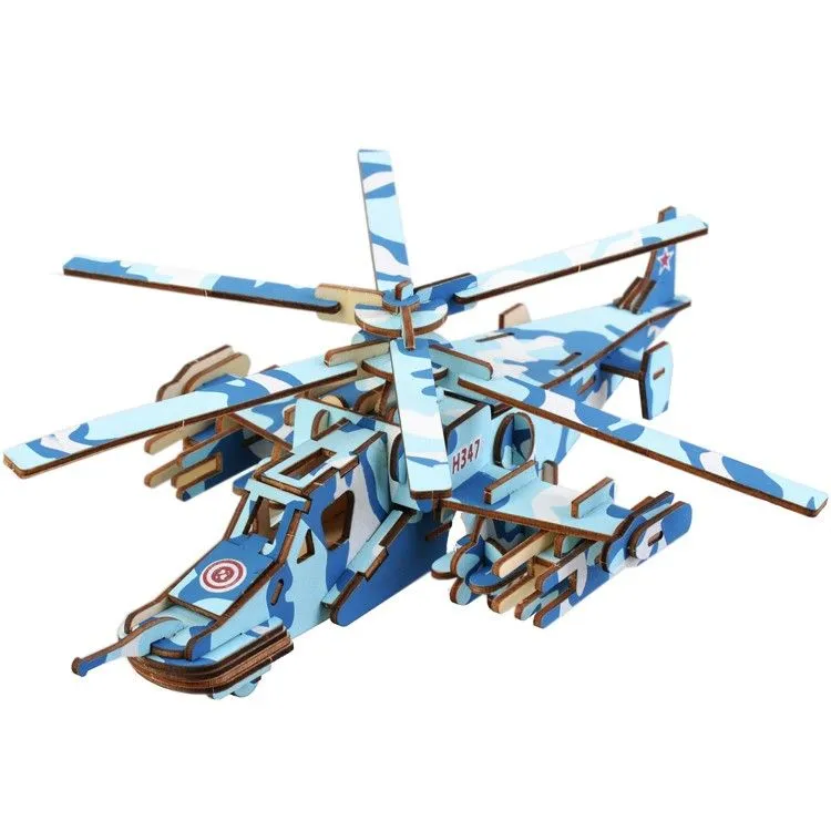 3d drvena slagalica - Helikopter - plava ajkula