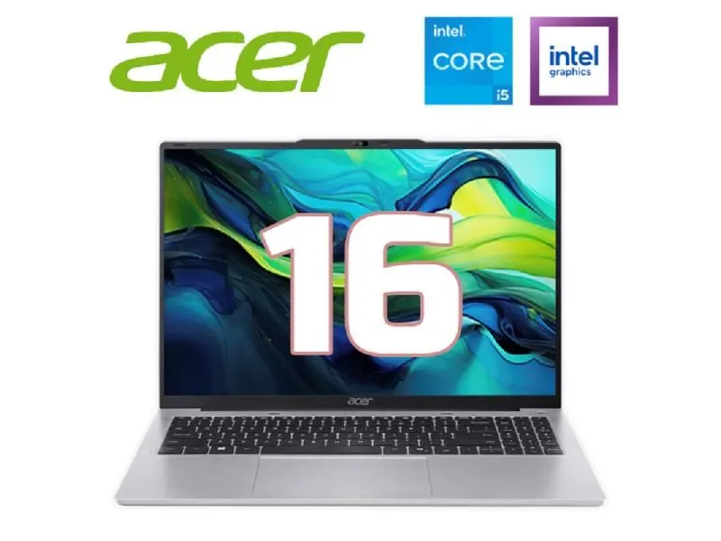 ACER Laptop Aspire Lite 16 AL16-52P (Light Silver) 16", WUXGA IPS, i5-1334U, 16GB, 16GB, 512GB SSD