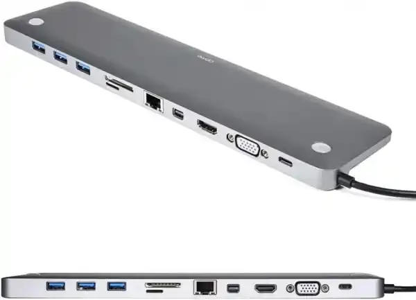 Adapter Tip C 11/1 4K HDMI/VGA/USBx3/AUX/SD/TF/USB-C/PD/Lan KT-1101G Kettz