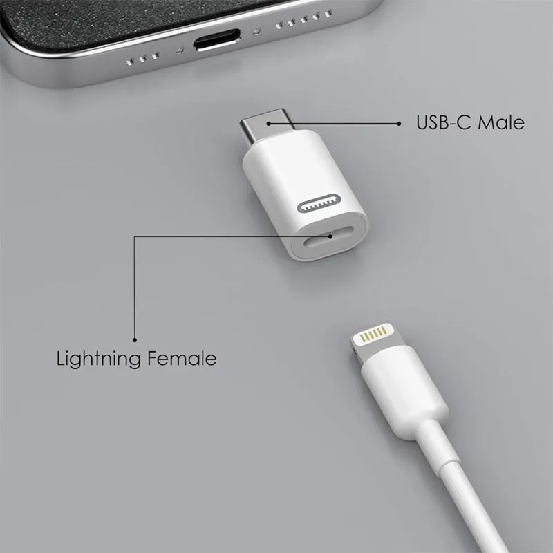 Adapter Type-C muski na Lightning zenski crni