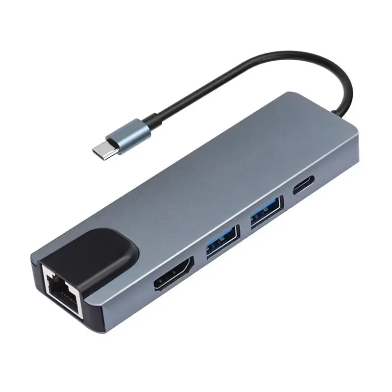 Adapter Type C na LAN Gb/ Type C/ 2xUSB 3.0 i HDMI 5u1 20cm kabl