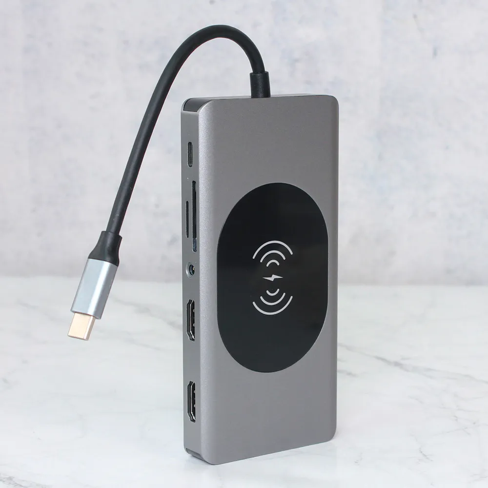 Adapter Type C na LAN Gb Wireless PC SD card TF Type C 3xUSB Audio 2xHDMI i VGA 14 u 1 20cm