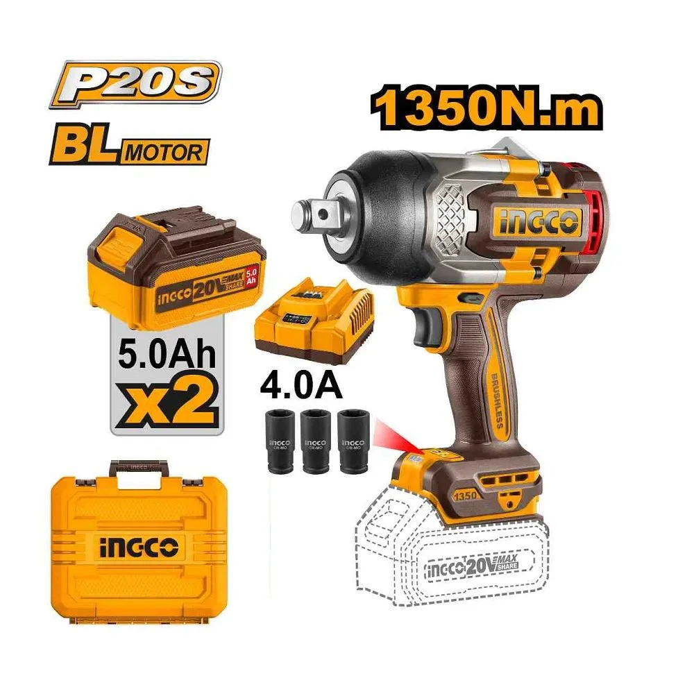 Akumulatorski udarni odvijač CIWLI20135E 3/4 1350Nm 2x5/0Ah SUPER INGCO