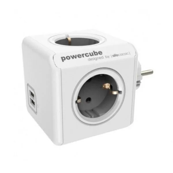 ALLOCACOC DESIGNNEST PowerCube produžni kabl sa 4 utičnice + 2 usb 1202GY/DEOUPC/ sivi