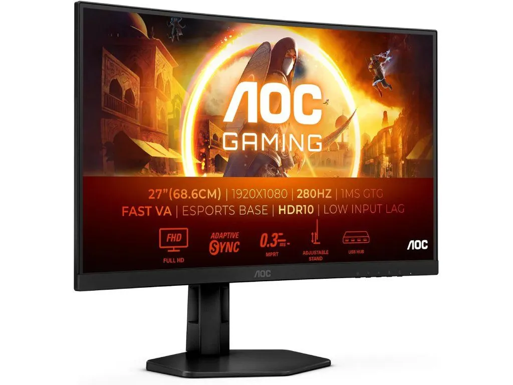 AOC Monitor C27G4ZXU 27/VA/1920x1080/280Hz/1ms GtG/HDMIx2/DP/USB/freesync/Pivot/visina/VESA/crna
