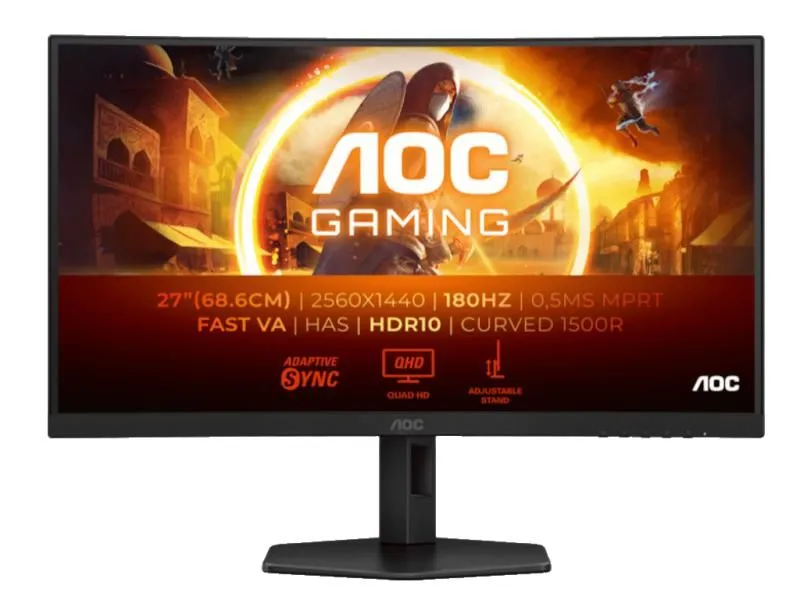 AOC Monitor CQ27G4X 27/VA/zakrivljen/2560x1440/180Hz/1ms GtG/HDMIx2/DP/Adaptive sync/Visina/crna