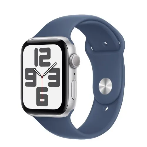 APPLE Pametni sat SE (2024) 44mm GPS Silver Alu Case/Denim Sport Band M/L, (mxer3qv/a)