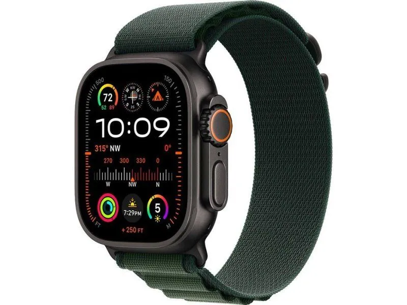 APPLE Pametni sat Ultra2 v2 Cellular 49mm/ Black Titanium Case sa Dark Green Alpine Loop - Medium