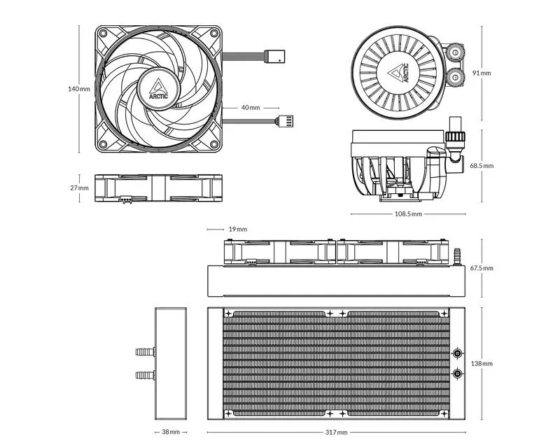 ARCTIC Vodeno procesorsko hlađenje Liquid Freezer III 280 A-RGB ACFRE00143A/ crna
