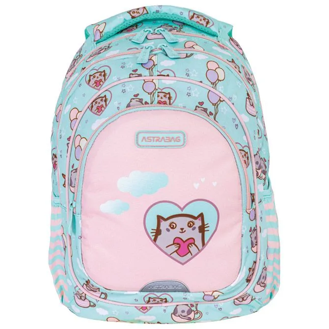 ASTRABAG Ranac đački anatomski 3zipa AB330 Kitty's World 502024001 svetlo roze